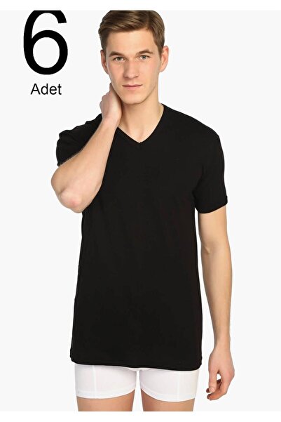 Tutku Tricouri de corp neagră pentru bărbați, cu decolteu în V, 6 pachete Elf...