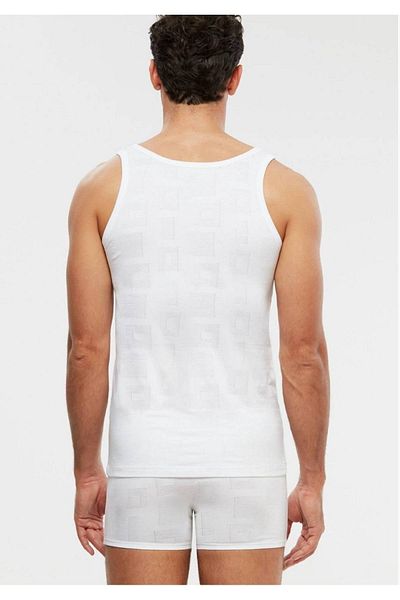 Kom Strappy Modal Jacquard Pattern Men's Undershirt White New Season
