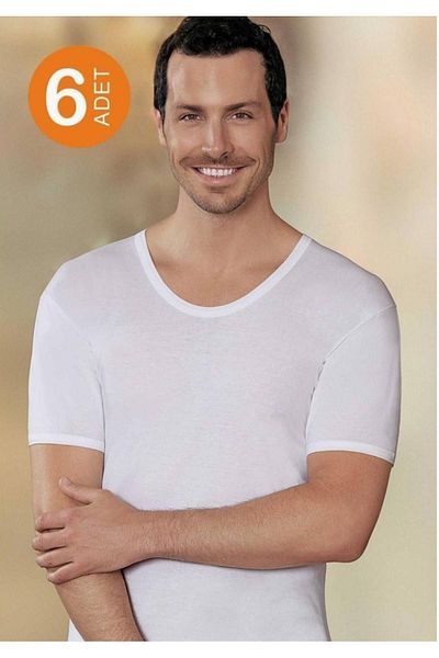 Şahinler Men's White 6 Pack 100% Cotton Undershirt M New Season