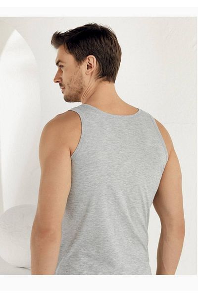 Şahinler Men's Gray Wide Strap Combed Cotton Undershirt M New Season (6 Pieces Economical Pack)