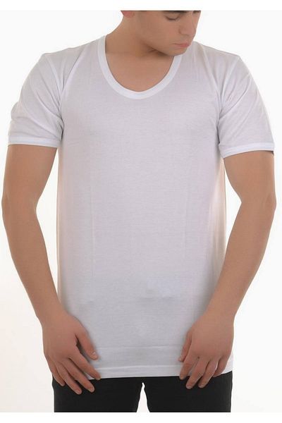 Şahinler M White Men's Combed Crew Neck Undershirt New Season (6 Pieces Economical Package)