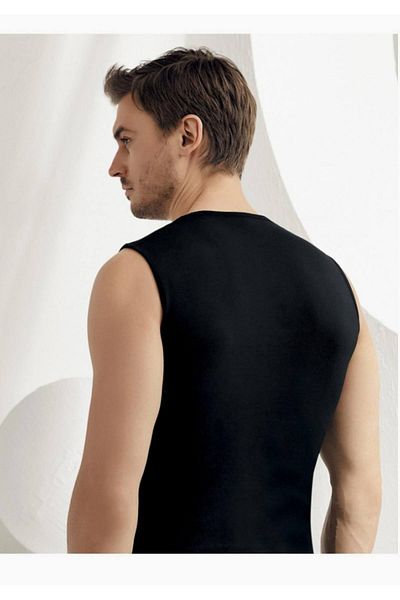 Şahinler Men's Black Zero Sleeve V-Neck Lycra Undershirt M New Season