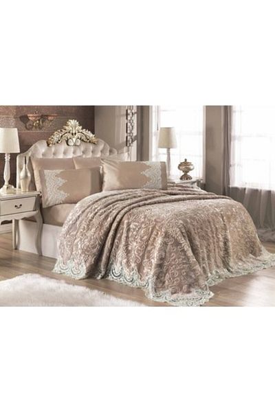 NİVEMESHOME Hanımeli Mink 6 Piece French Blanket Set Royal Home