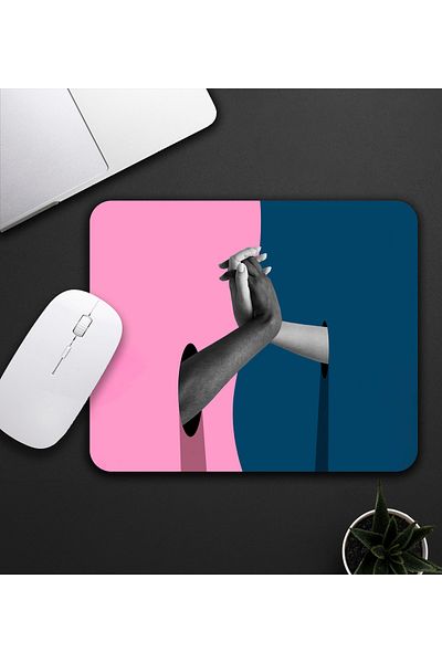 vegahediye v vega Pemvbe and Blue Color Mouse Pad with Hand Holding Motif 23x19cm Mouse Pad Non-Slip Base De592