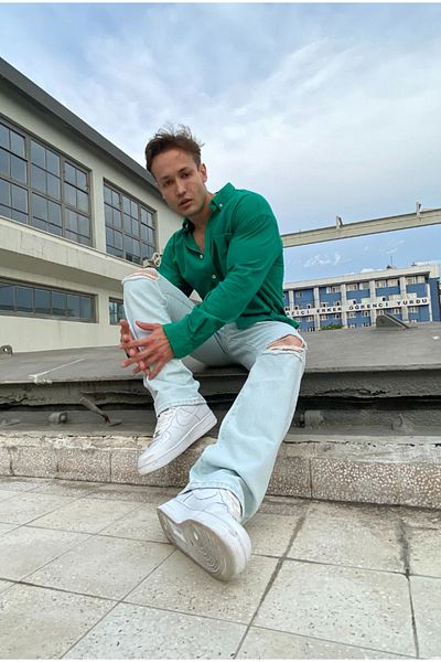 corfixman Παντελόνι Baggy Fit με σχισίματα και εφέ αποκομμένης χιονιού