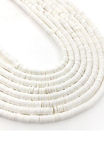 By MO Accessories 5 șiruri de mărgele din argilă polimerică de culoare albă 6...