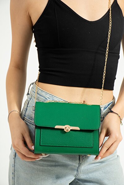 ESTUTE Γυναικεία τσάντα ώμου με λουράκι αλυσίδας