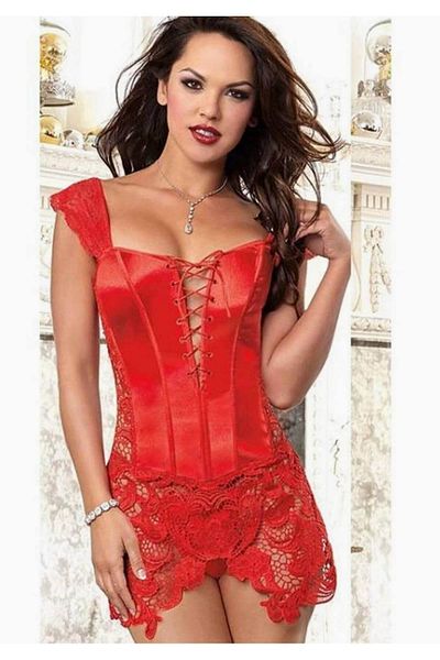 For Dreams Rochie de damă din piele roșie cu dantelă roșie, sezon nou