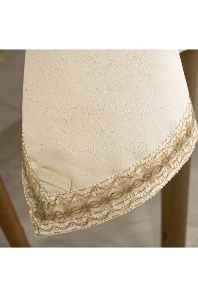 NDC HOME Organic Raw Linen Cream Jute Lace Tablecloth