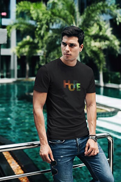 Romi Design Tricou Hope colorat cu decolteu slim fit - 100% bumbac, text impr...