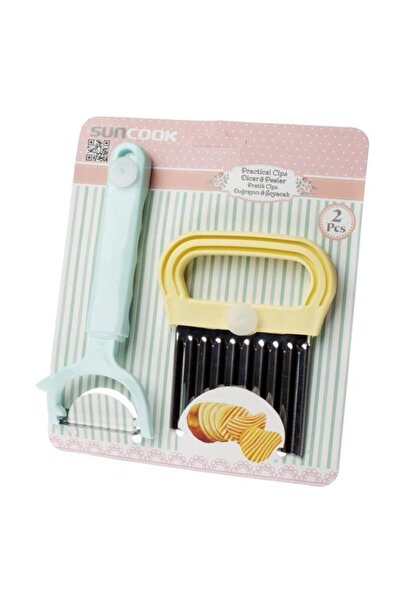 Sunplast 2'li Set Cips Doğrayıcı & Soyacak Seti, Dalga Şekilli, Patates Cips Doğrayıcı Kesici
