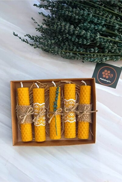 Petekoğlu Dekoratif Küçük Doğal Petek Balmumu Mum Seti 10 cmx2 5 cm