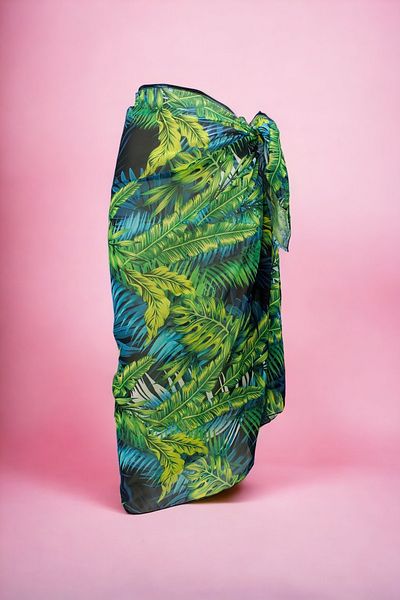 pistore Tropical Patterned Long Pareo Chiffon Women's Beach Dress New Season