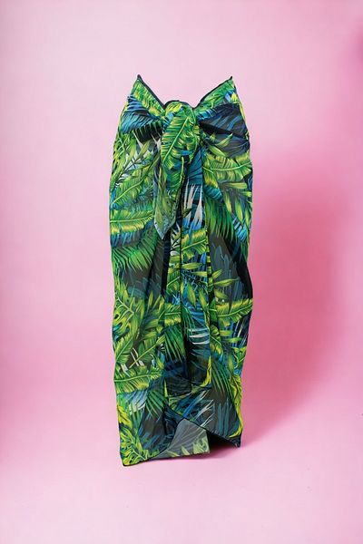pistore Tropical Patterned Long Pareo Chiffon Women's Beach Dress New Season