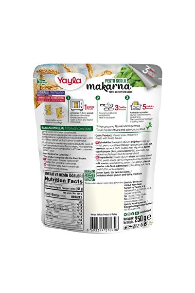 Yayla Yemek Hazır Pesto Soslu Makarna 250 Gr