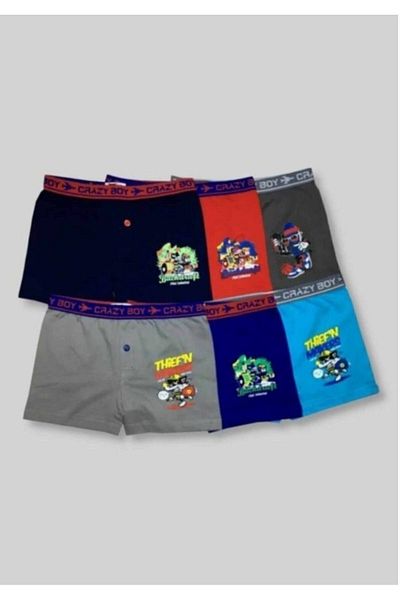 Tutku 6 Πακέτο Boys Elastane Printed Boxers New Season