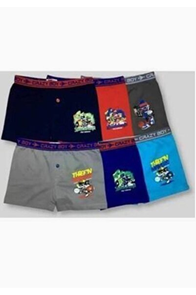 Tutku Boys' Multicolored 6-Pack Elastane Cotton Printed Boxers Multicolored New Season