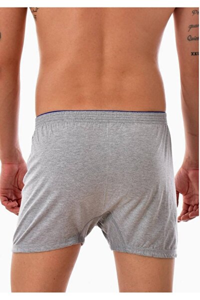 Tutku Men's Gray Cotton Buttoned Boxer 12 Pieces New Season