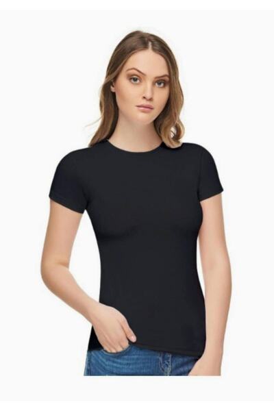 Tutku Elit Μαύρο γυναικείο μπλουζάκι ελαστικό ύφασμα - Μονό λαιμόκοψη, κοντό ...