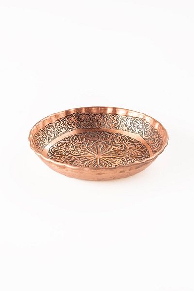 DMT COPPER HOME وعاء تقديم المكسرات النحاسي من Gaziantep (14 سم × 2,5 سم)