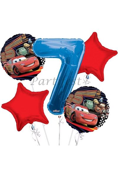 Parti Station Cars Lightning Mcqueen 7 Year Old Balloon Set Cars Foil Balloon Set Concept Birthday Set Age Balloon