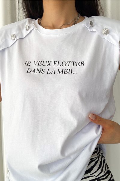 FEMELLE Tricou căptușit fără mâneci, alb, nou sezon pentru femei