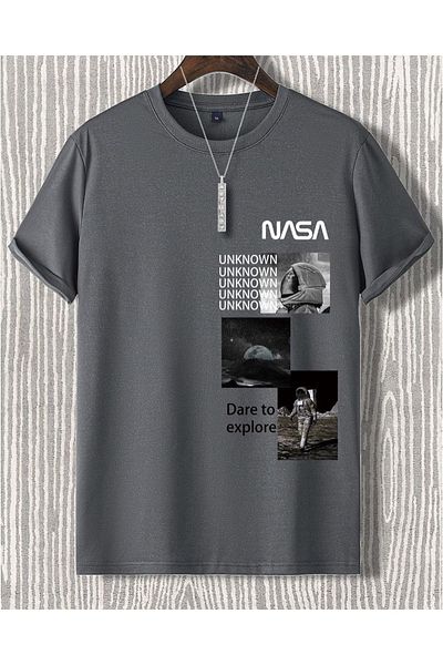 Machetta Unknown NASA Printed Oversize Unisex Cotton Anthracite T-shirt
