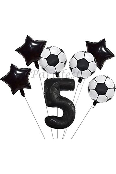 Parti Station Football Concept 5 Year Old Balloon Set Match Concept Birthday Set Age Balloon Set