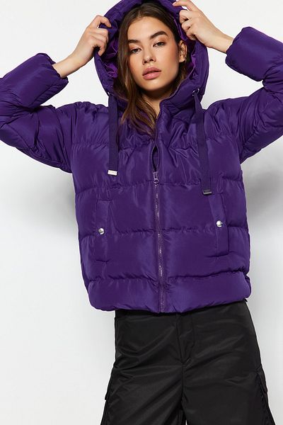 Trendyol Collection Fialová oversize vodoodpudivá bunda s kapucí - Twoaw21Mo0022