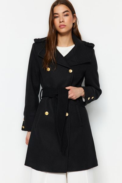 Trendyol Collection Coat - Black - Double-breasted - Trendyol