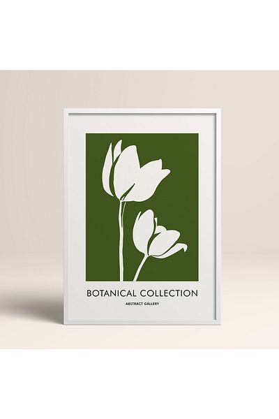 HOMEPACK Tablou cu rame din lemn alb Poster cu rame Decor artistic modern de perete (FLOWER267-WHITE-50X70)