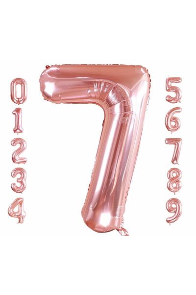 Parti Station 7 Number Foil Balloon Rosegold Color Number Balloon 7 Years Old Balloon 76 Cm Number Balloon Flying Balloon Helium Balloon