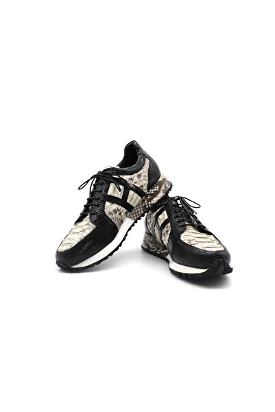 Murat Erbaş Hakiki Iguana & Piton Siyah & Naturel El Yapımı Spor Ayakkabı