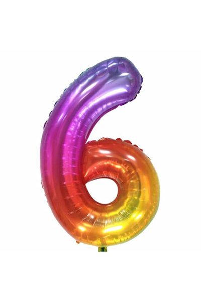Parti Station Number Foil Balloon Rainbow Number Balloon Colorful 6 Year Old Balloon 76 Cm Number Balloon Flying Balloon Helium Balloon