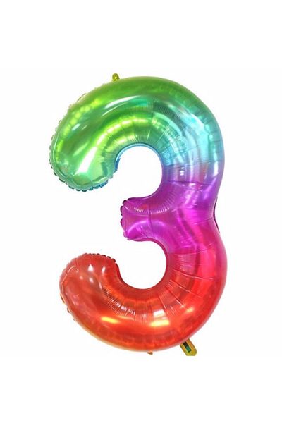 Parti Station Number Foil Balloon Rainbow Number Balloon Colorful 3 Year Old Balloon 76 Cm Number Balloon Flying Balloon Helium Balloon