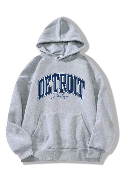 FAVORİST Φούτερ με κουκούλα με κουκούλα με στάμπα Detroit