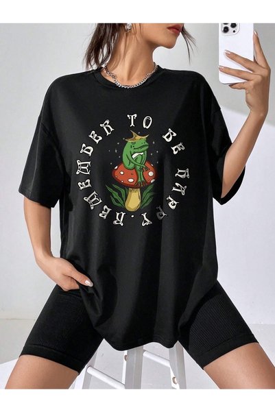 mercoledi Zapamti da budeš srećan Štampano Oversize kroj T-shirt Salas dečko