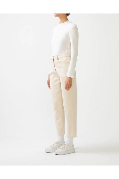 LİMABEL Ψηλόμεση Κρέμα Mom Jeans Lycra Flexible Extra Comfortable Fit Light Cream Jeans