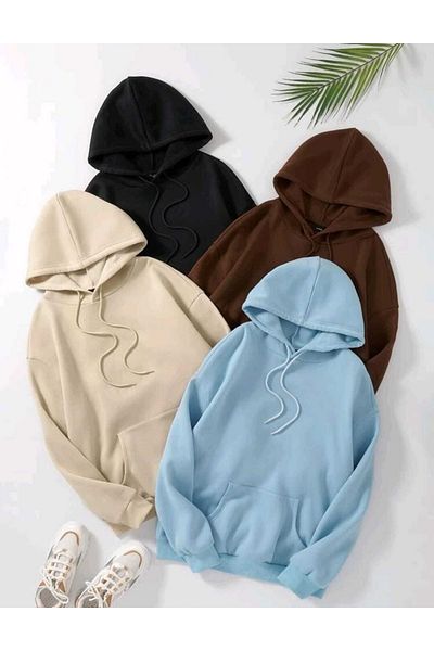 FAVORİST 4 Συσκευασία με κουκούλα Oversize βαμβακερό αθλητικό φούτερ με κουκούλα