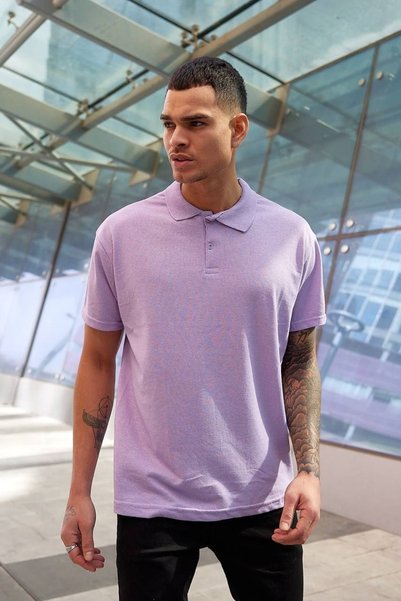 TA COLLECTİON Μπλουζάκι λιλά στενό/slim Fitt Polo Neck