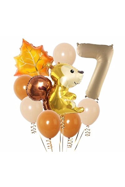 Parti Station Sincap Sonbahar Woodland Orman Hayvanları 7 Yaş Balon Set Woodland Konsept Doğum Günü Set