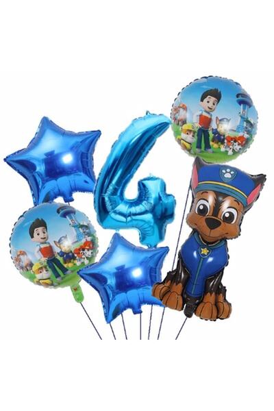 Parti Station Paw Petrol Paw Patrol Polis Köpek Chase 4 Yaş Balon Konsept Doğ...