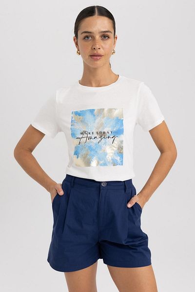 DeFacto Regular Fit Crew Neck Short Sleeve 100% Cotton T-shirt A8851ax23hs