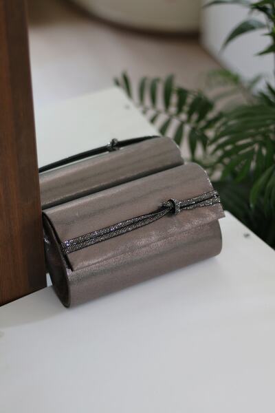 Moom Bag Women's Bronze Stone Detailed Evening Dress Chain Bag