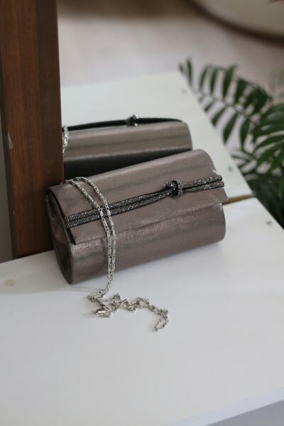 Moom Bag Women's Bronze Stone Detailed Evening Dress Chain Bag