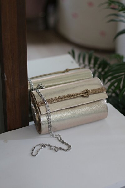 Moom Bag Women's Gold Stone Detailed Evening Dress Chain Bag