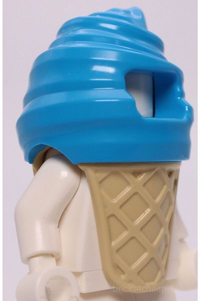 LEGO MOC إكسسوار مخصص Minifigure Headgear زي الآيس كريم الأزرق الداكن