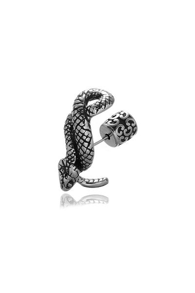 Viking Snake Design Large Size Gothic Stud Model Boutique Design King Size 316L Steel Men's Earrings