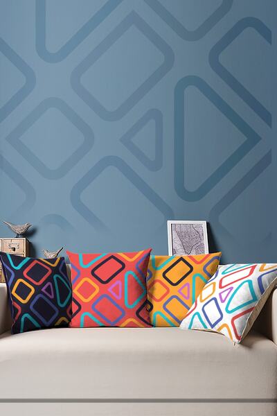 Moud's Κάλυμμα μαξιλαριού ριχτάρι από σουέτ διπλής όψης με πολύχρωμο γεωμετρι...