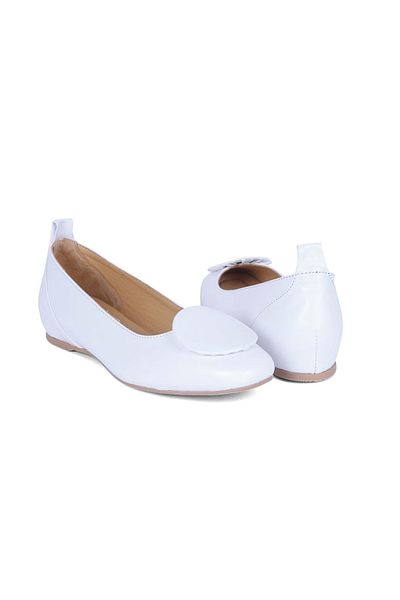 KARVENSHOES Pantofi cu platformă de damă din piele albă - 10056